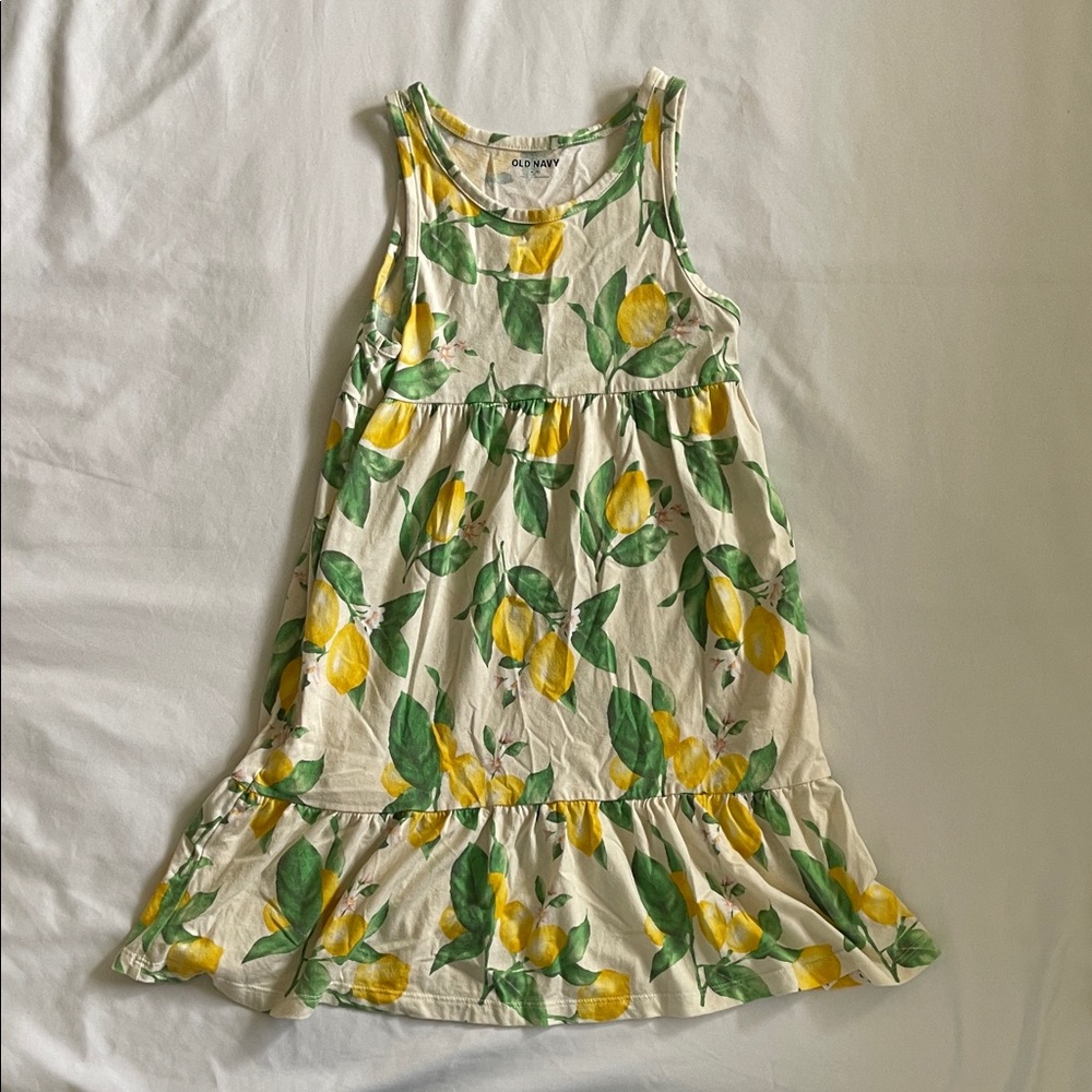 Old Navy Lemon Patterned Dress with Green Leaves